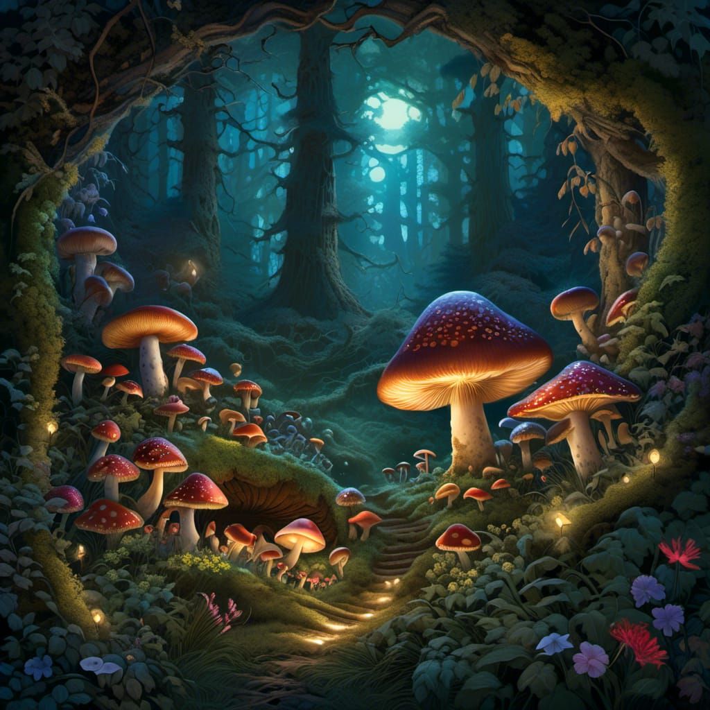 Magical Mushroom Gateway in Enchanted Forest