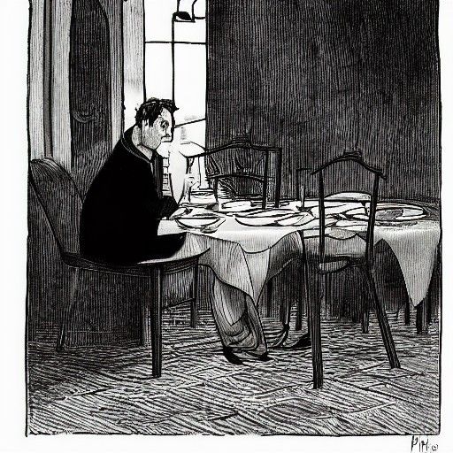 Vampire in Burning Restaurant: Dramatic AI Art