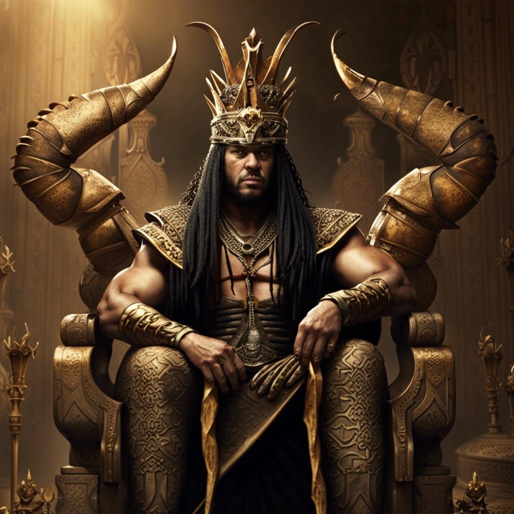 Crowned Scorpion King on Throne