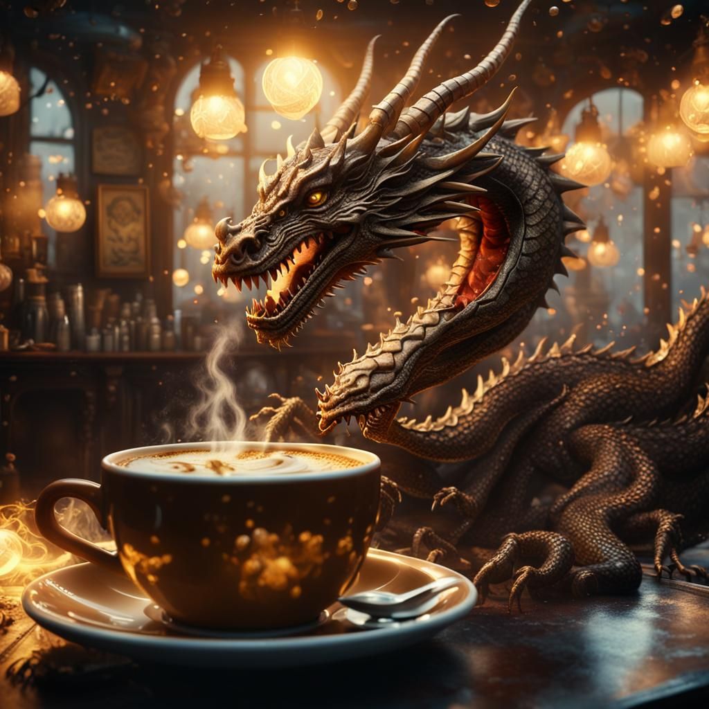 Coffee Dragon in Misty Coffee Shop