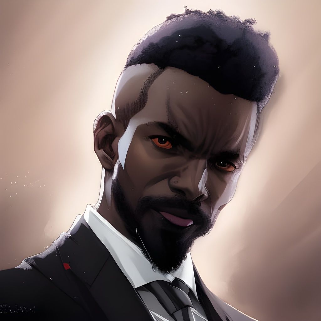Anime Portrait of Black Man in Suit