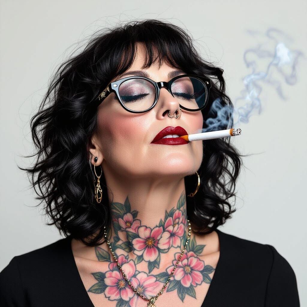 Professional Portrait of Woman with Cherry Blossom Tattoo