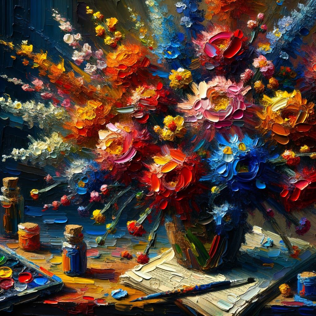 Expressionist Flowers with Fantastic Light