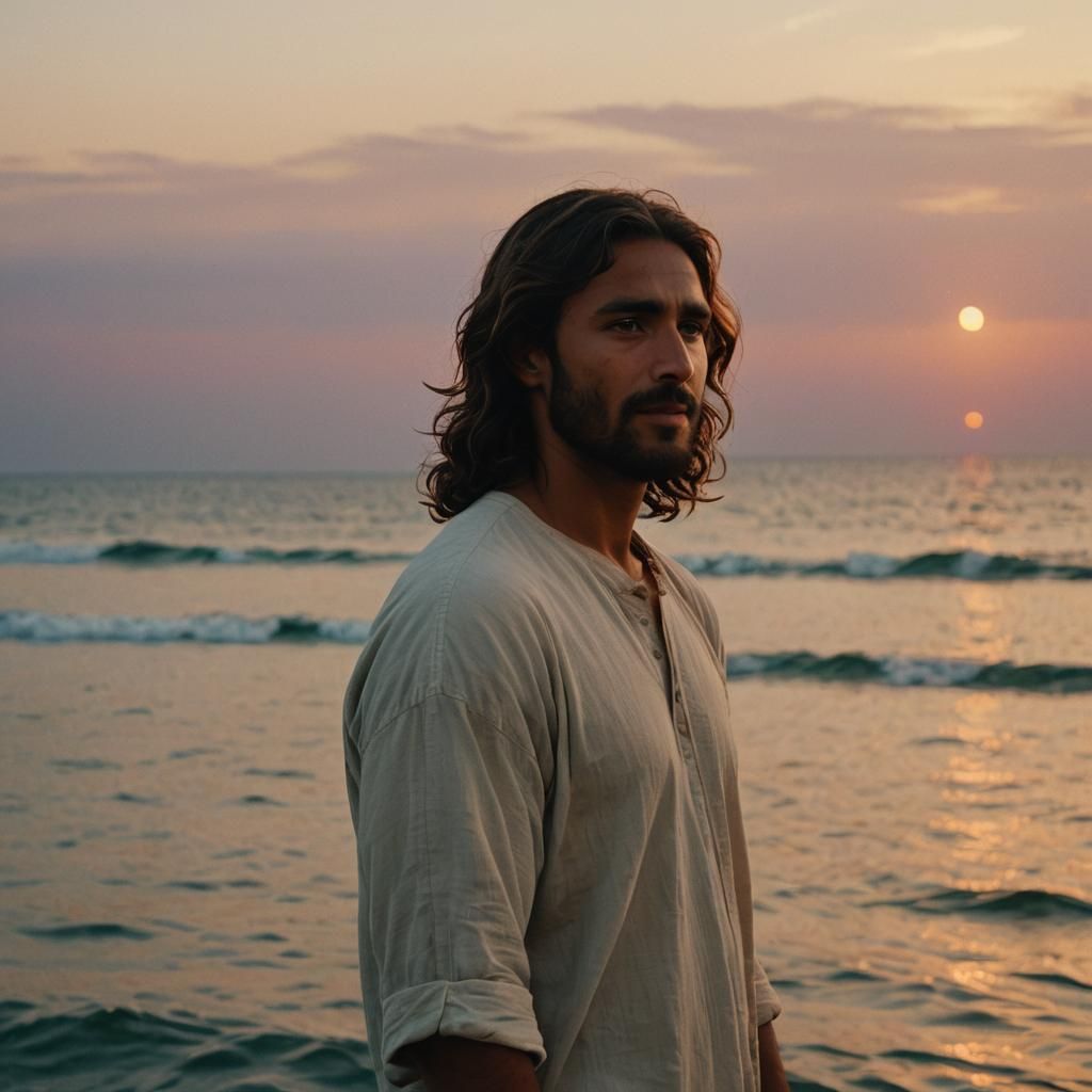 Jesus Portrait in Golden Hour Light