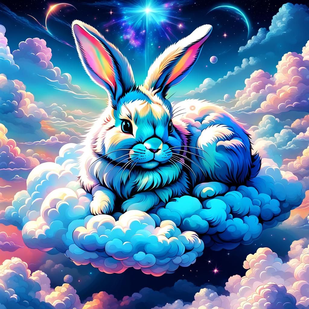 Cloud Rabbit Sleeping: Holographic Cosmic Illustration