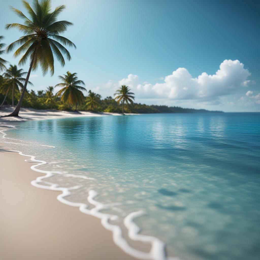 Tropical Beach Paradise with Palm Trees in 4K