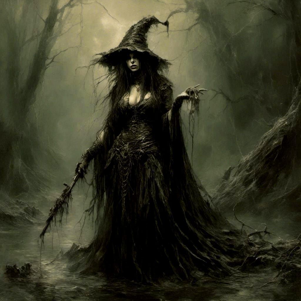 Swamp Witch in Dark Fantasy Style