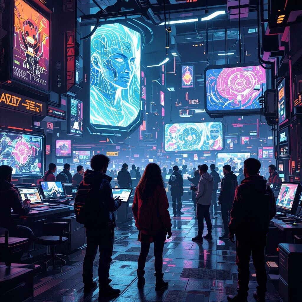 Vibrant AI Art Forum in Futuristic Digital Style