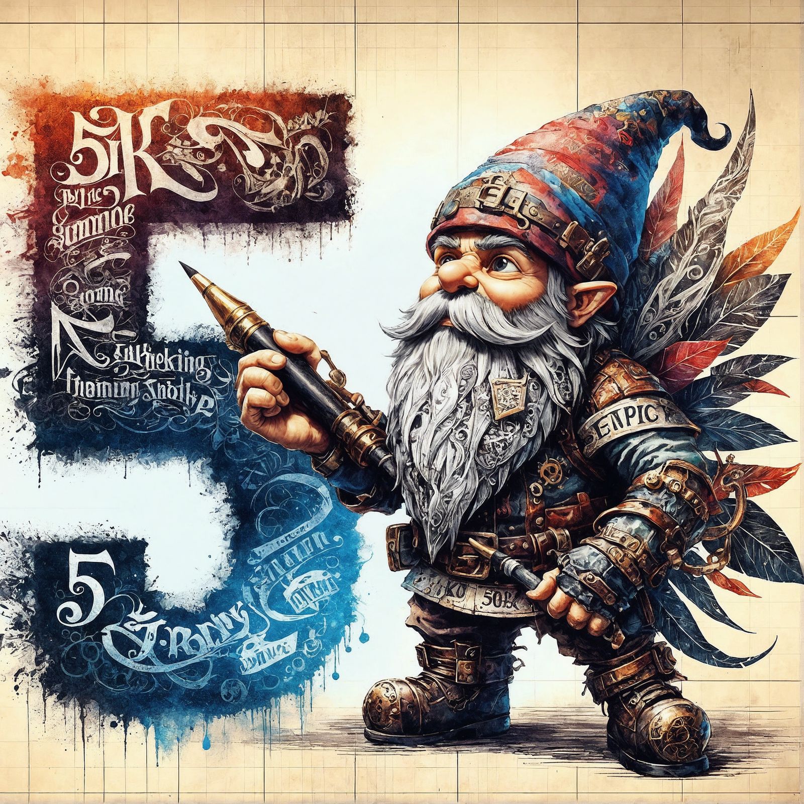 Steampunk Gnome Celebrates 5K Subscribers in Maximalist Art
