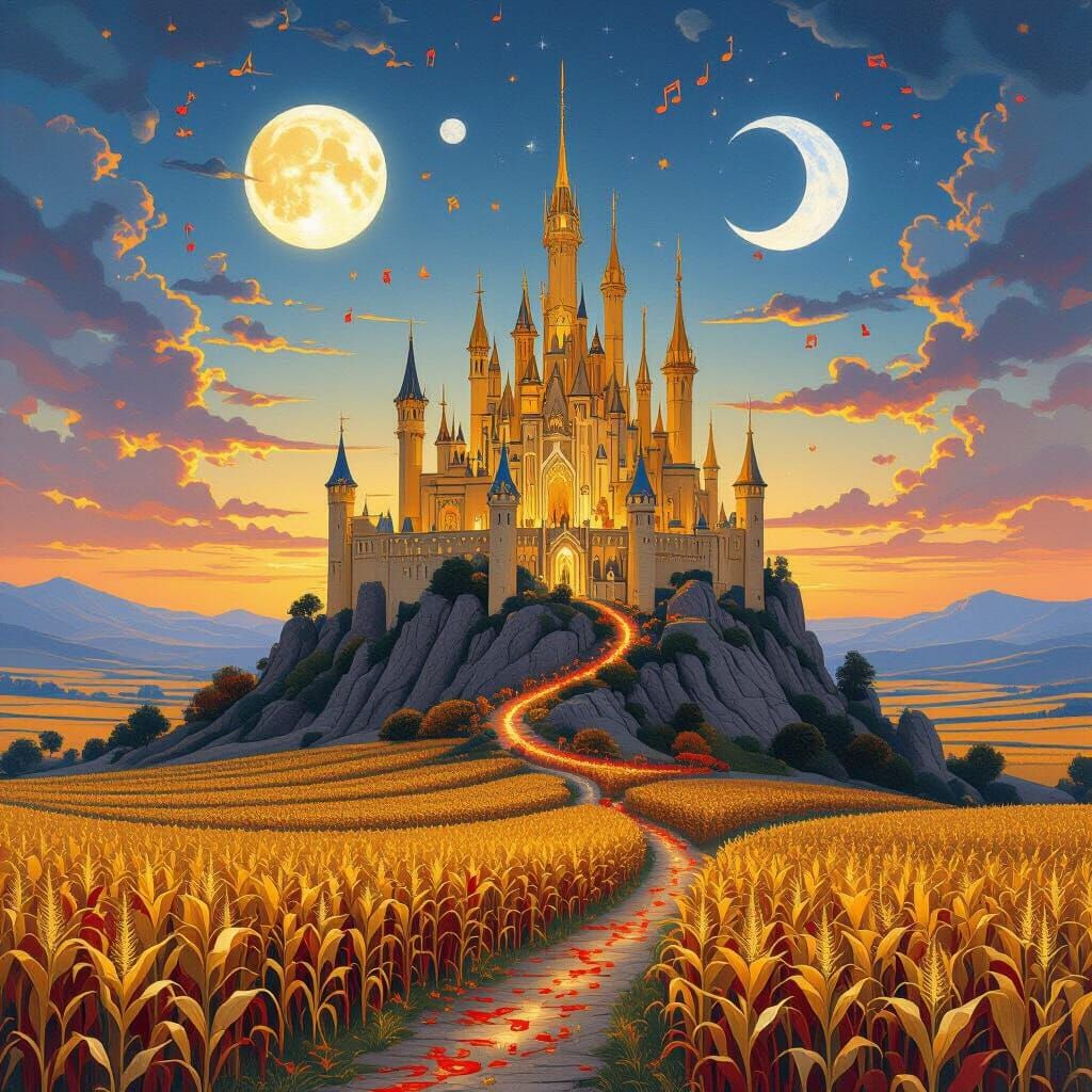 Majestic Golden City in Fantasy Style