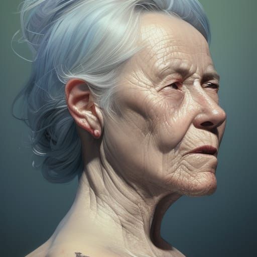 Detailed Portrait of an Elderly Woman in Digital Art Style