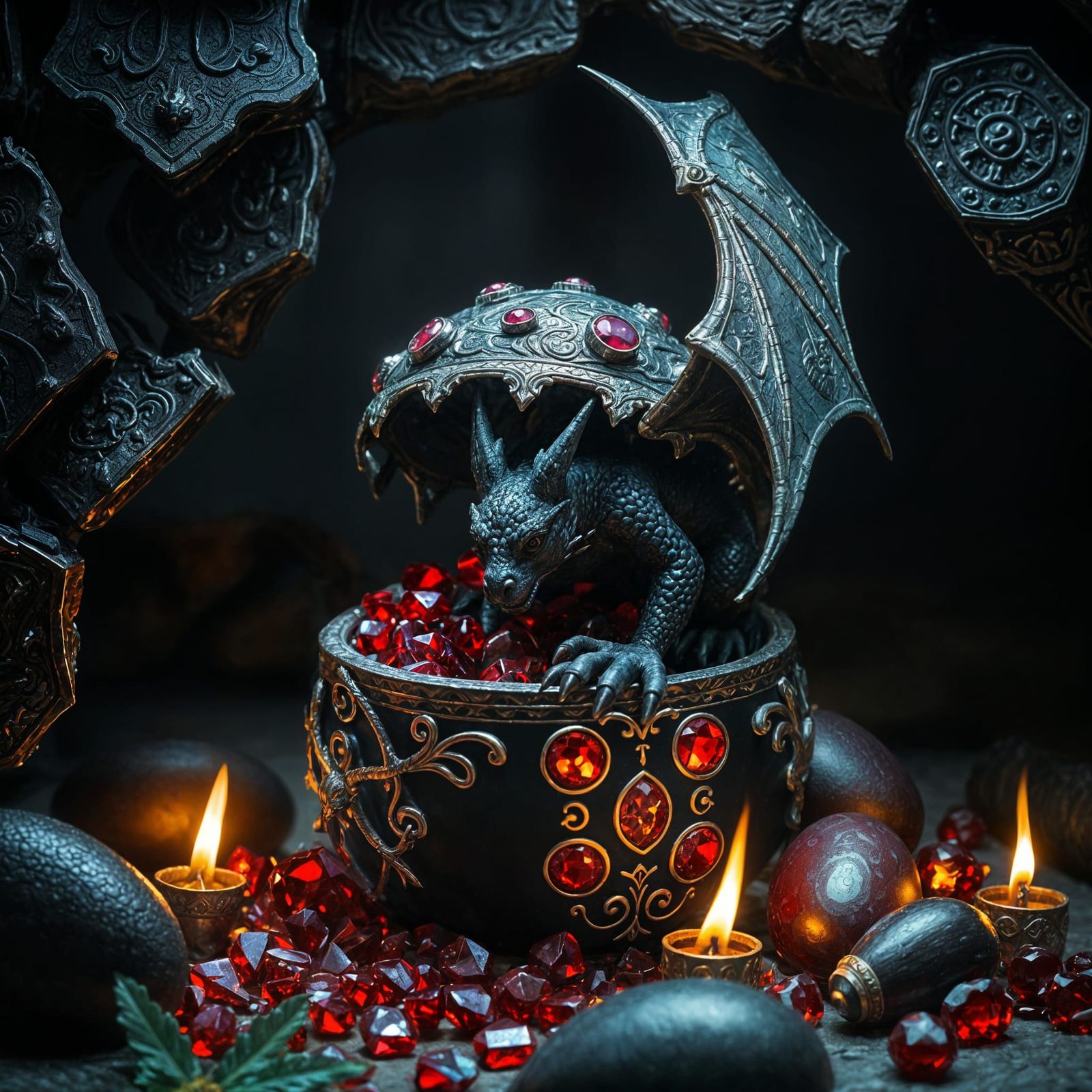 Elegant Dragon Egg in Dark Academia Style