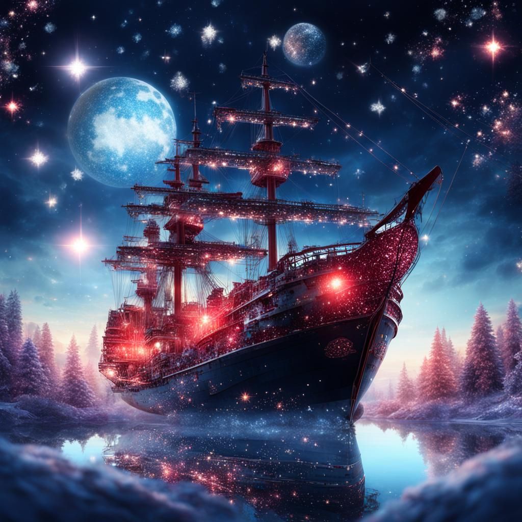 Crimson Silver Glow with Stardust and Glitter