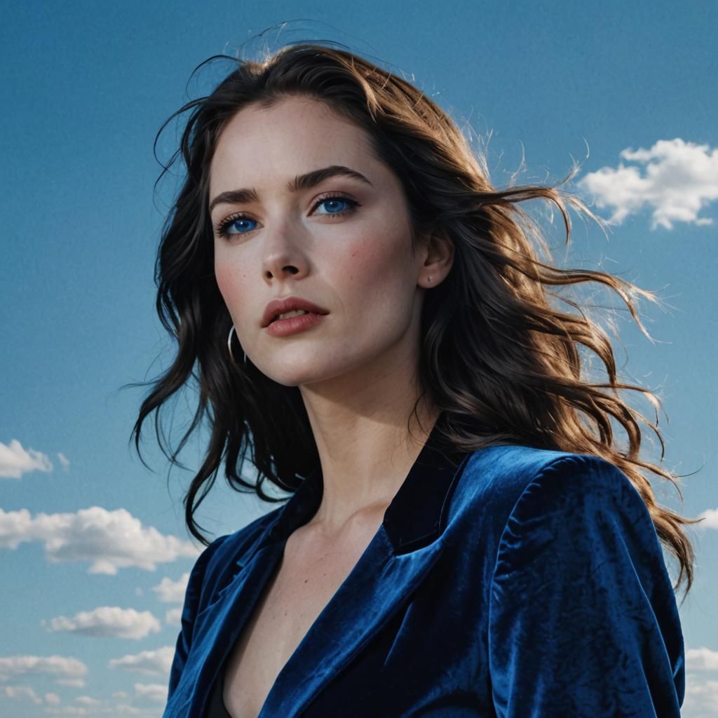 Blue Velvet Singer in Artistic Blue Aesthetic
