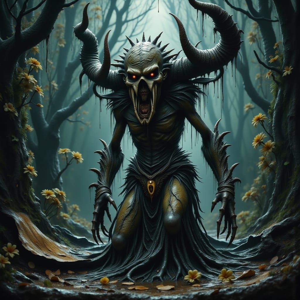 Sinister Forest Creature Guarding Treasure