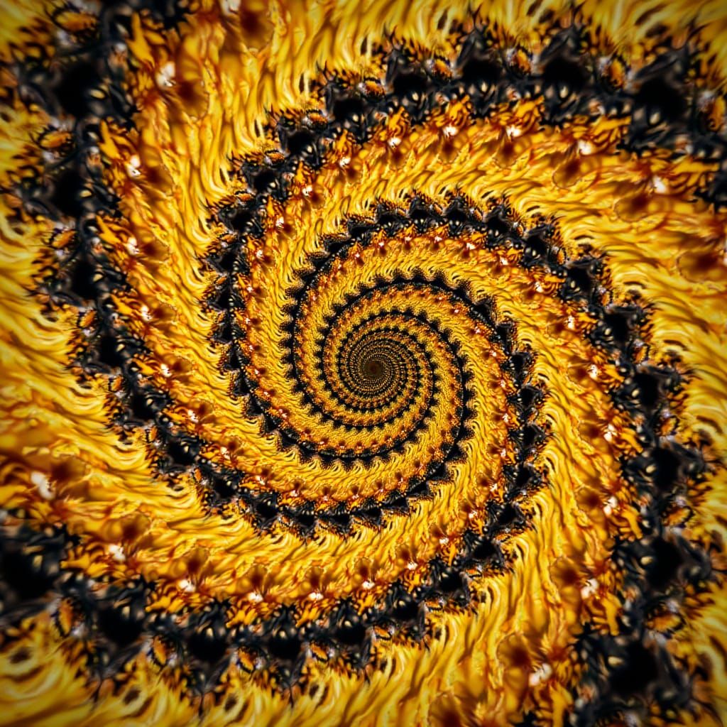 Vibrant Fractal Sunflower Seeds in Pop Art