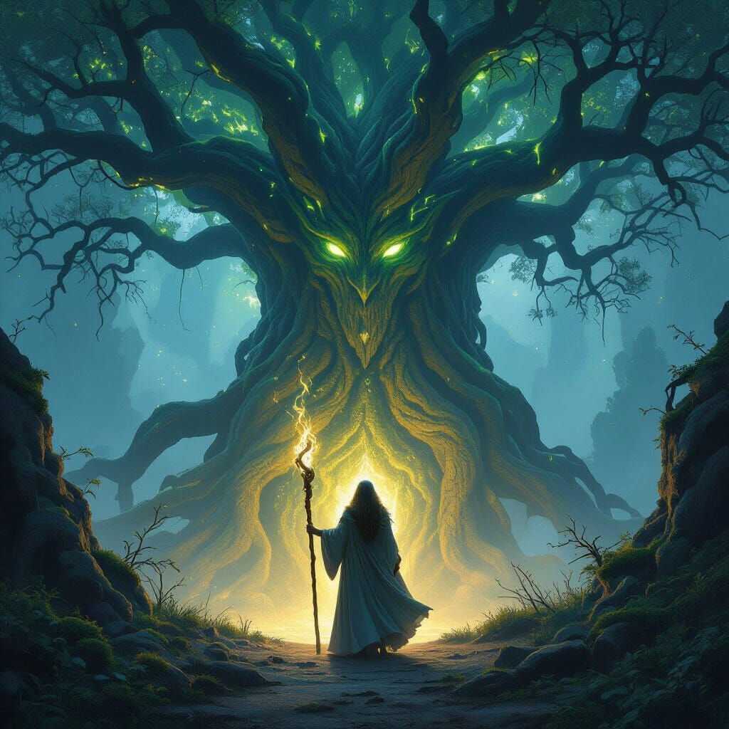 Druidess at the Edge of a Mystical Forest