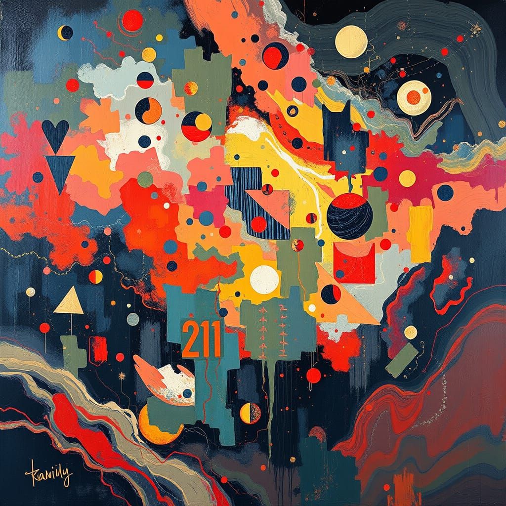 Impressionist Cosmos Mural in Negative Ambient Style