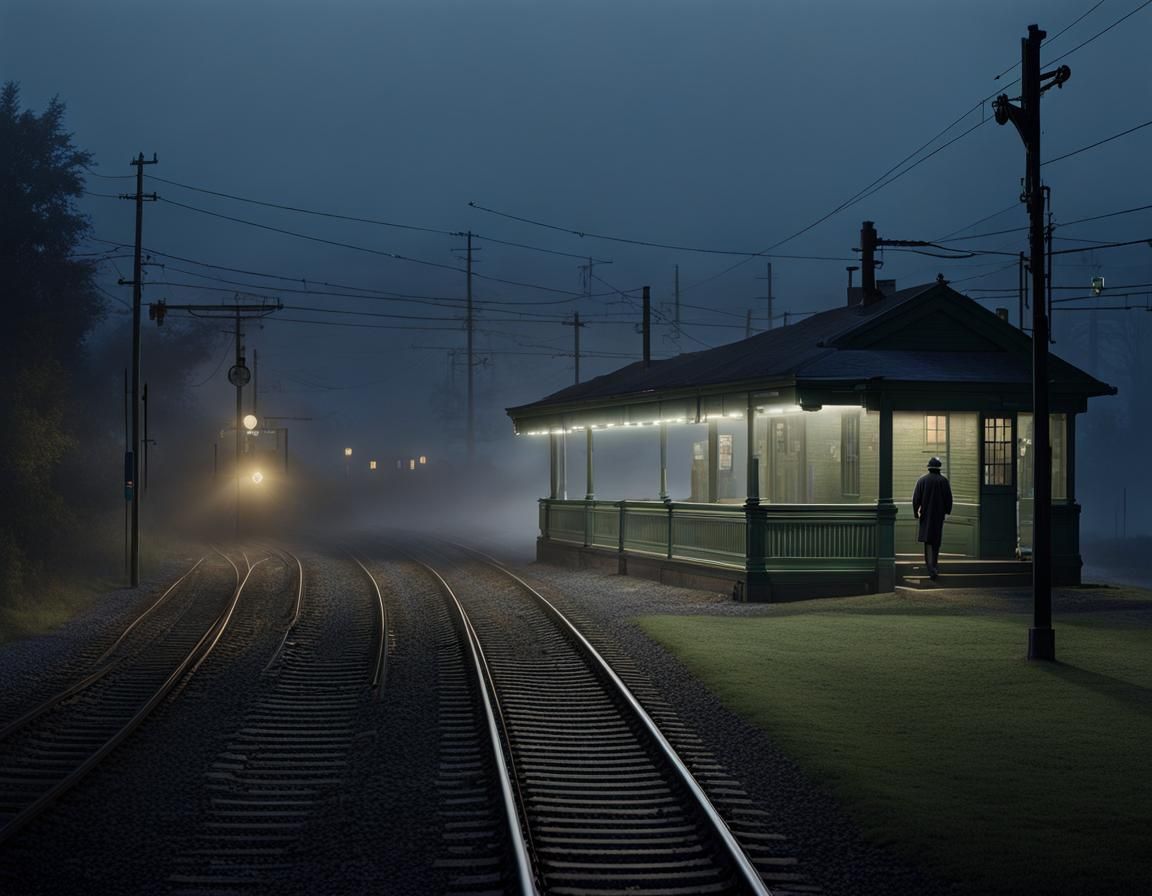 Misty Train Station: Mignola and Crewdson Inspired Art