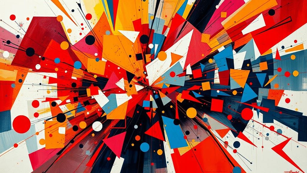 Dynamic Cubist Explosion in Vibrant Hues