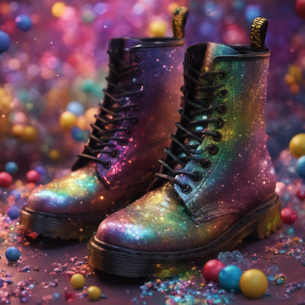 Glittery Rainbow Doc Martens: Fantasy Concept Art