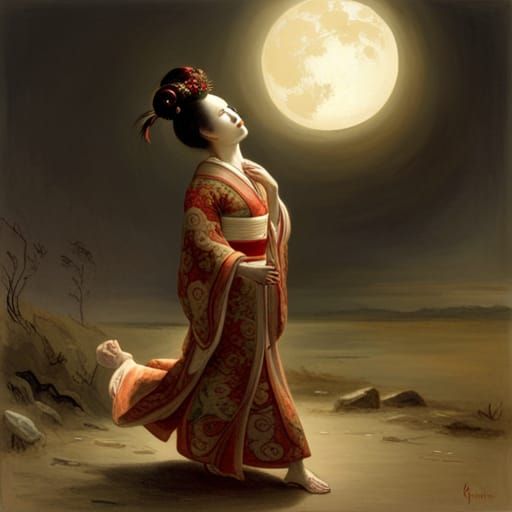 Horrifying Geisha Dance in Gustave Doré Style