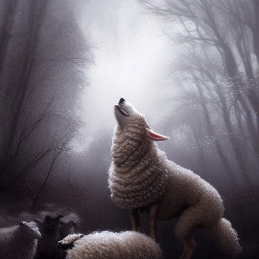 Wool Wolf in Sheep's Clothing: Dark Fantasy Art