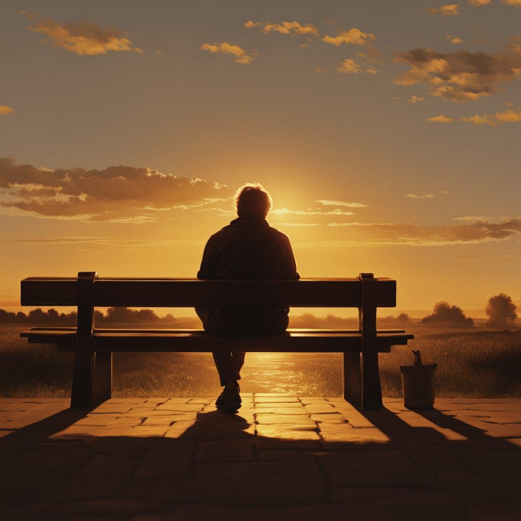 Contemplative Sunset: A Chiaroscuro Oil Painting