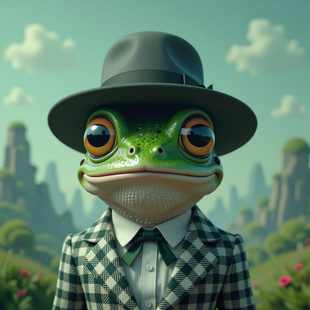 ink wash, aerosolgrafia, strange beauty, hat, big eyes, frog...