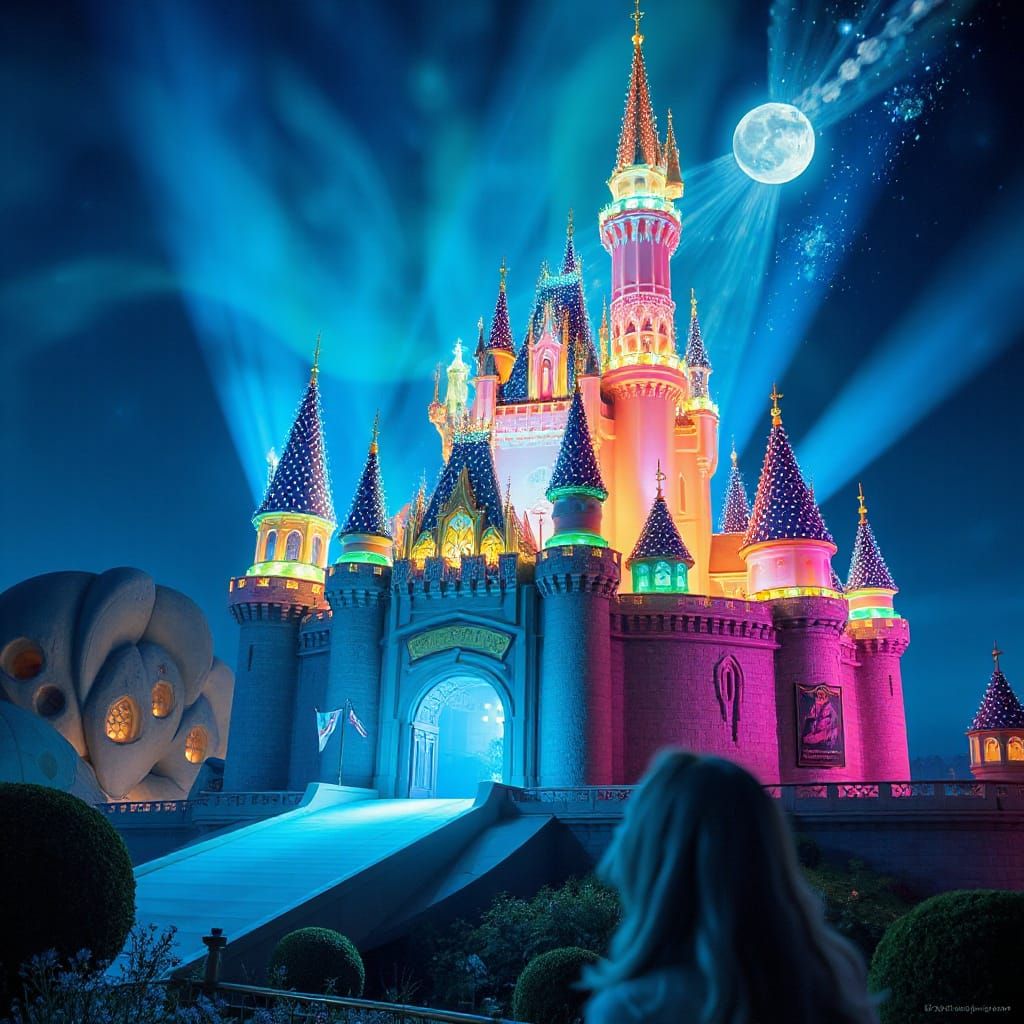 Whimsical Dreamlike Disney Castle in Surreal Art Style