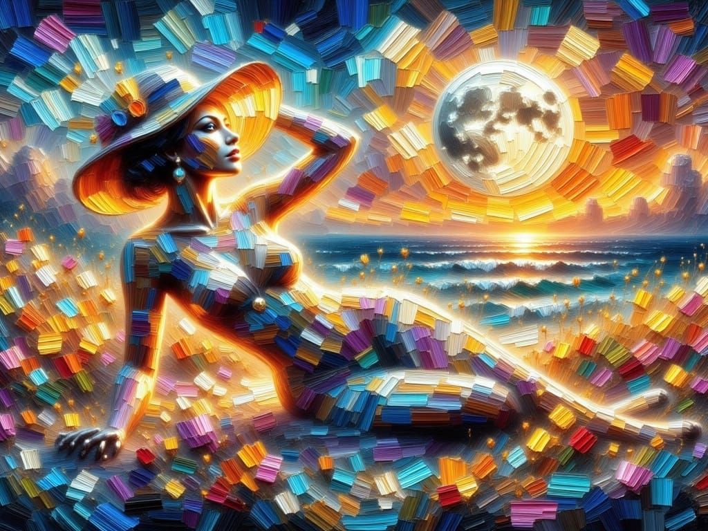 Impasto Painting of a Blissful Cat