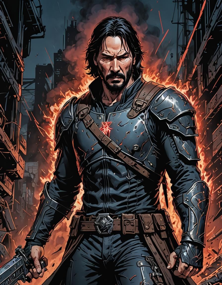 Keanu Reeves as BRZRKR in Comic Book Style