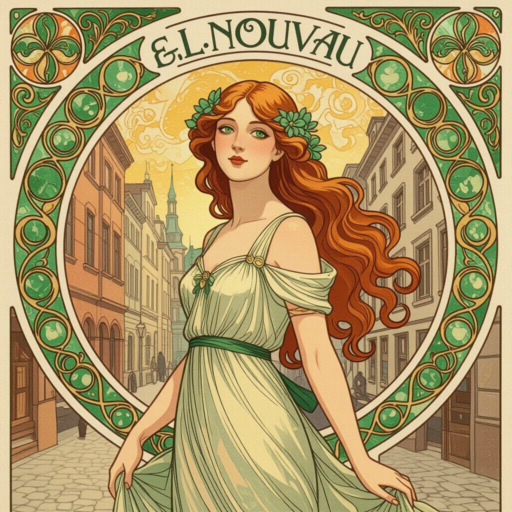 Art Nouveau Maiden with Emerald Eyes Inspires Urban Art