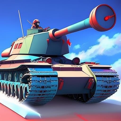 Anaglyph 3D Tank in Anime Style