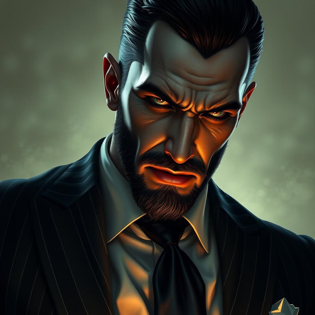 Handsome Vampire in Pinstripes: Dark Fantasy Art