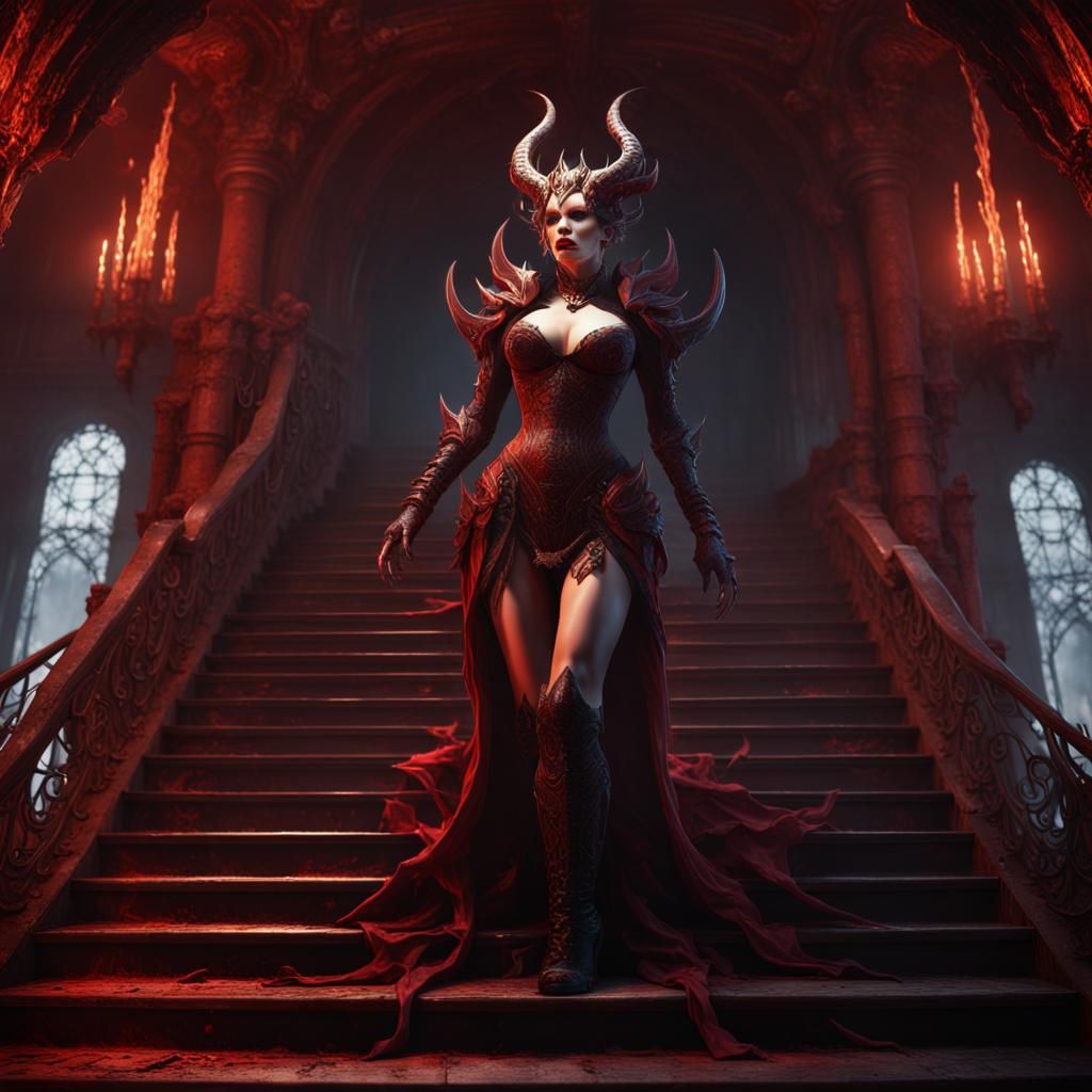 Demon Queen in Hell: Detailed Matte Painting