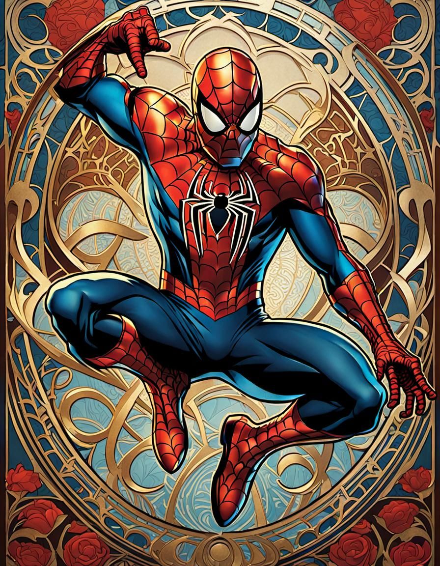 Art nouveau style Spider-Man