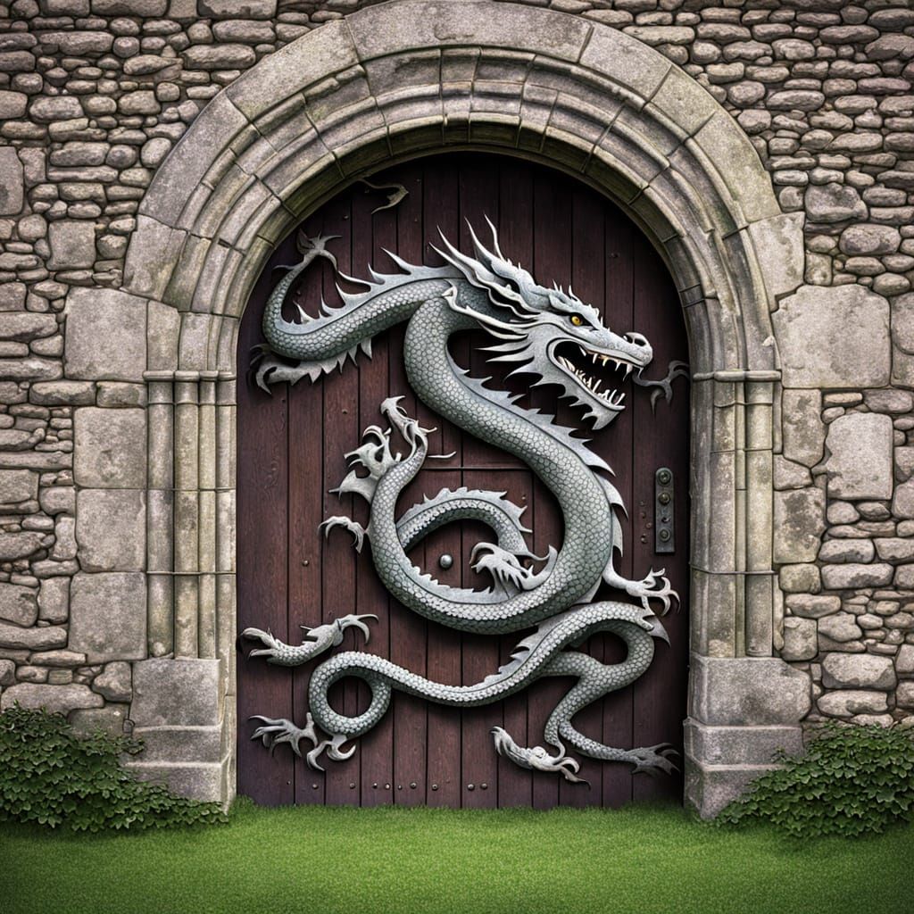 Dragon's Fury: A Mangled Door from Medieval Chaos