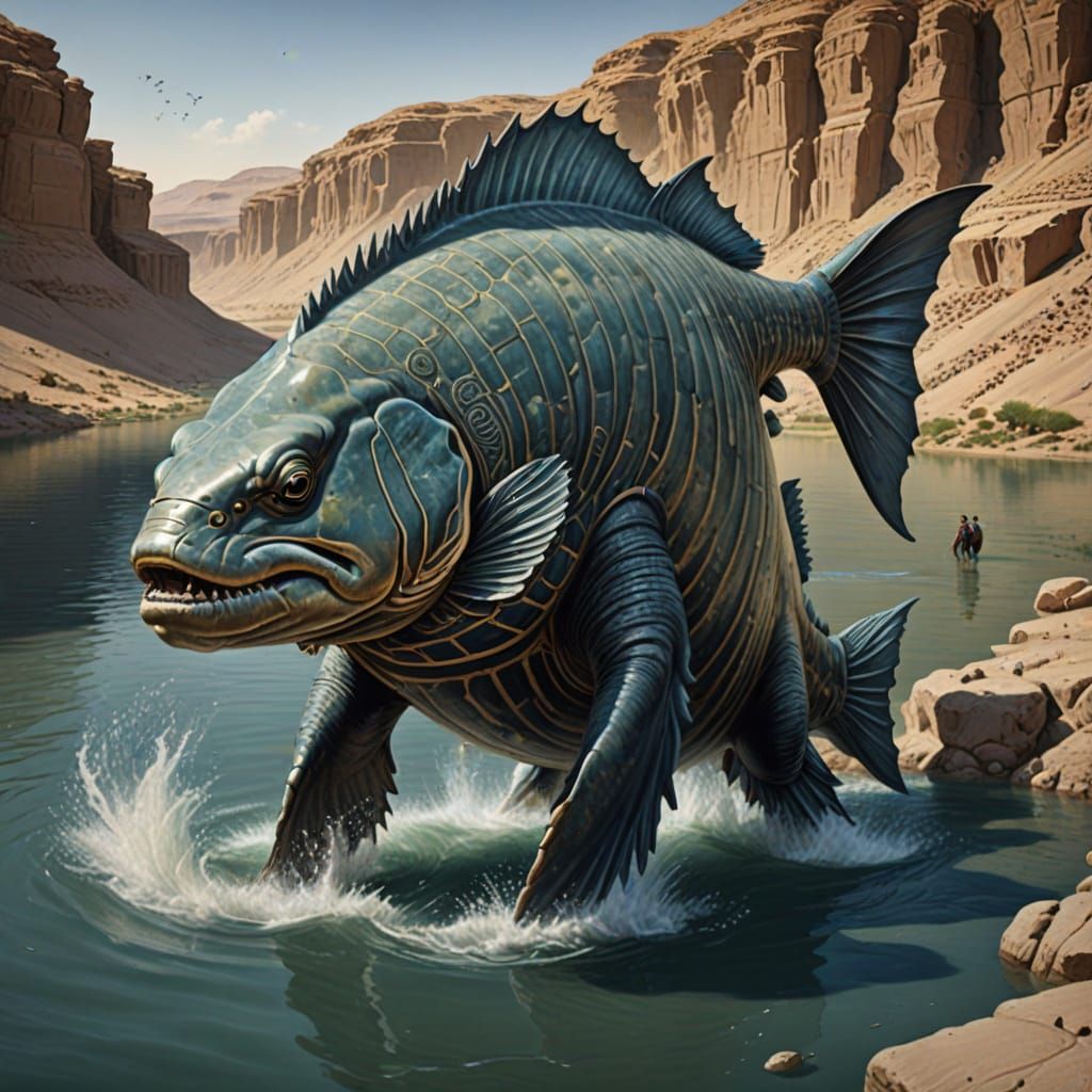 Babylonian River God: Half-Man, Half-Fish