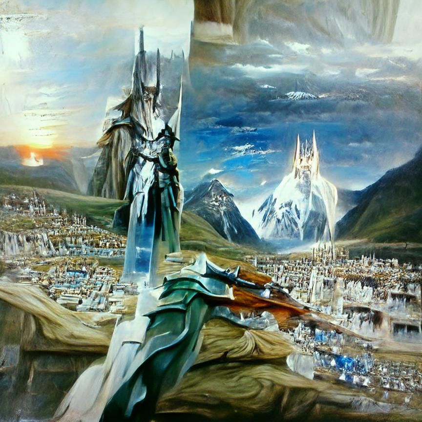 Elven Warrior Guarding Gondolin: Oil Painting
