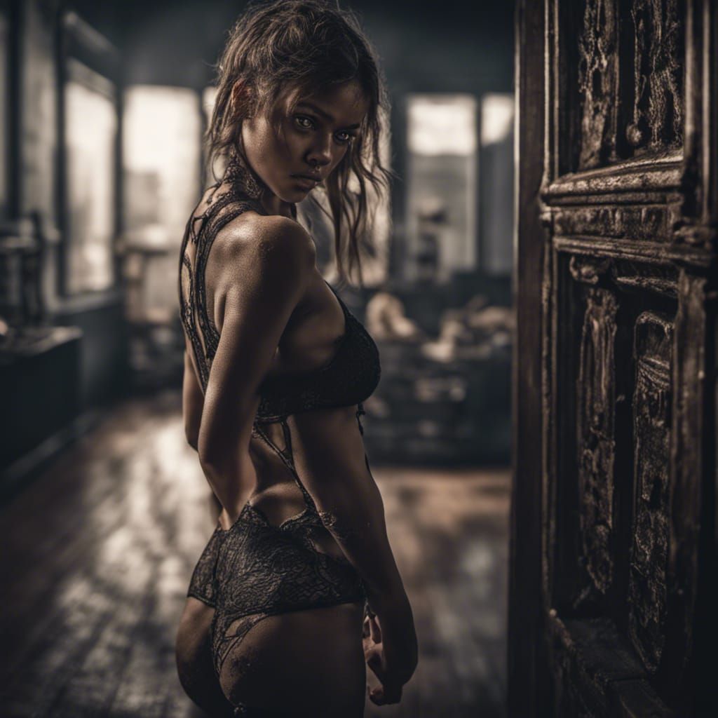 Hyperrealistic Portrait of a Submissive Girl