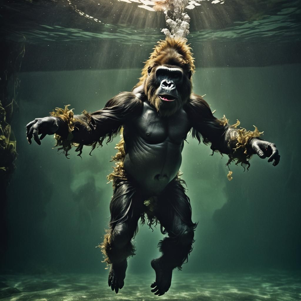 Underwater Gorilla Dances in Lo-Fi Aesthetic