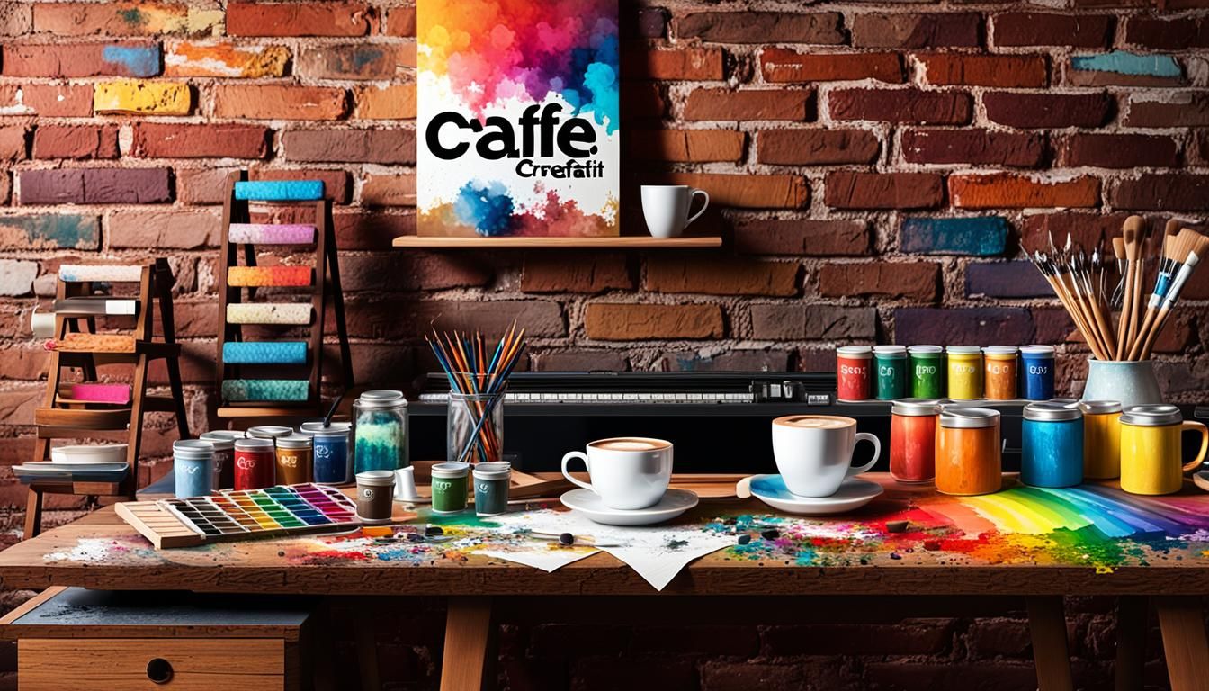 Hyperrealistic Studio Scene with Coffee and Art Supplies