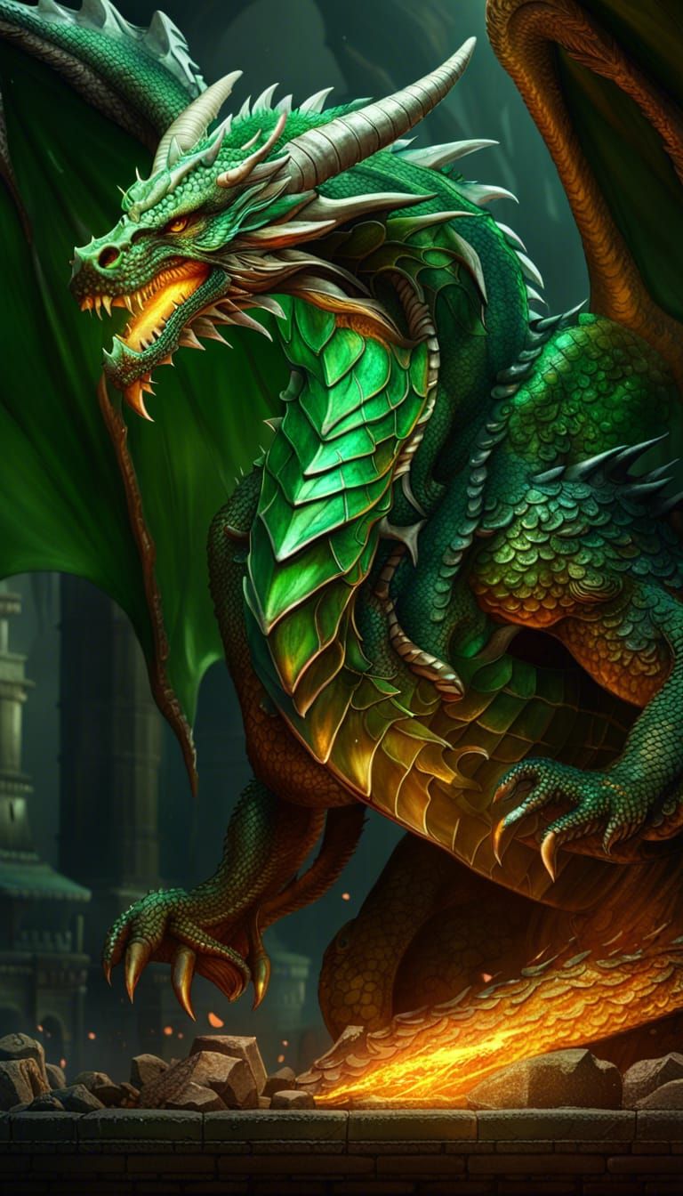 Epic Dragon Protecting Horde: Fantasy Concept Art