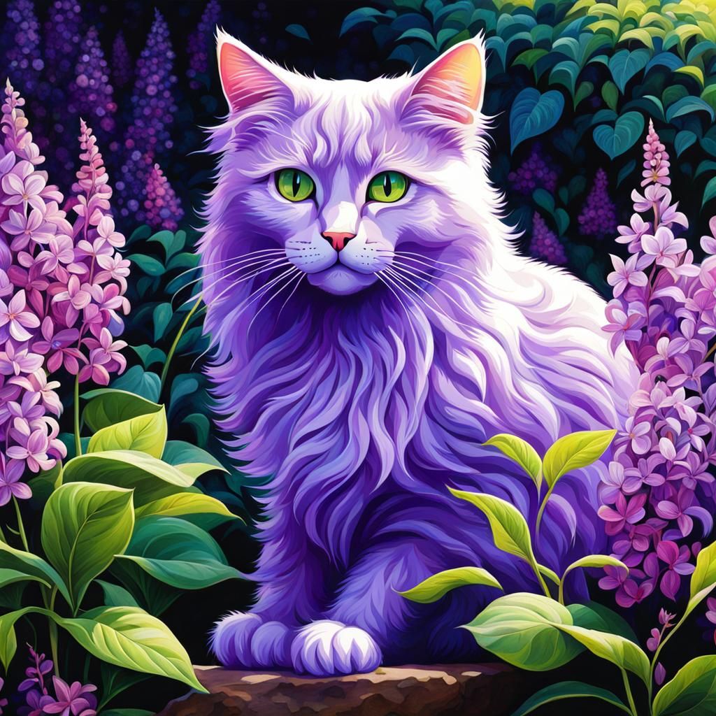 Anime Cat in Colorful Radiant Garden