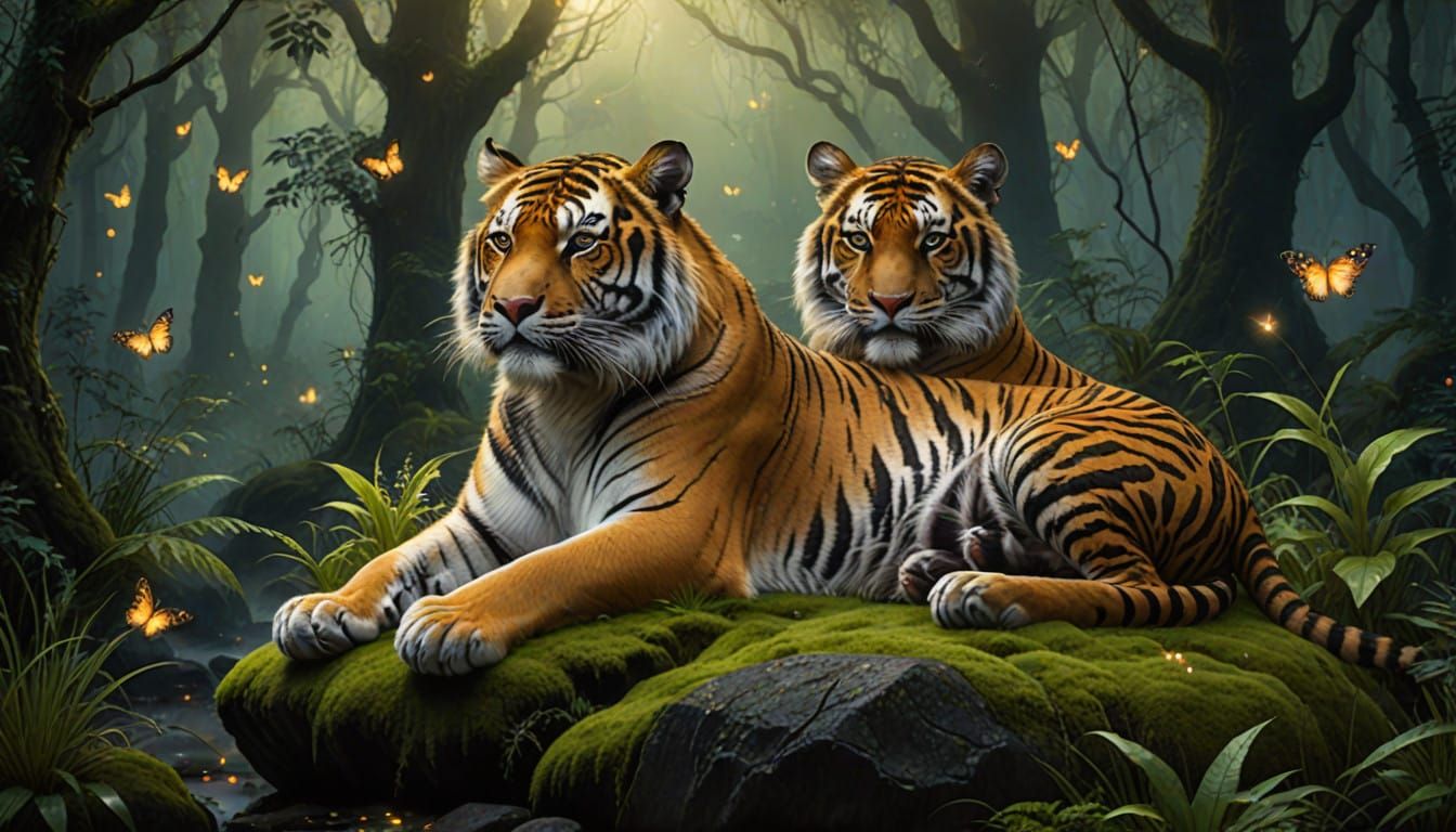 Regal Tiger in Mystical Forest