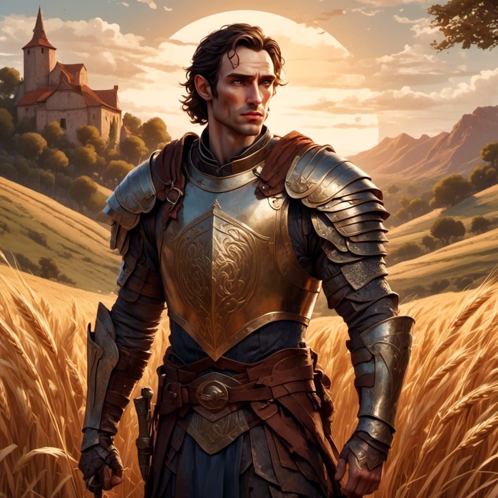 Roman Soldier in Wheat Field: Fantasy Illustration