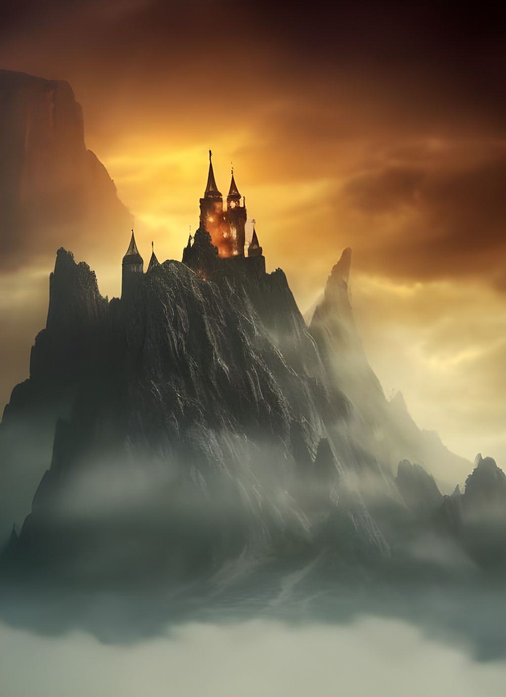 Evil Castle on Mountain: Digital Matte Painting