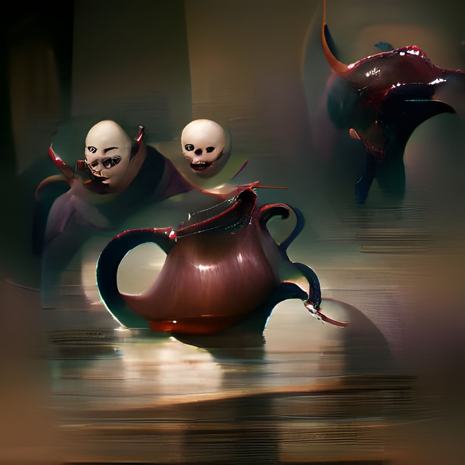 Sinister Teapots in Fantasy Art Style