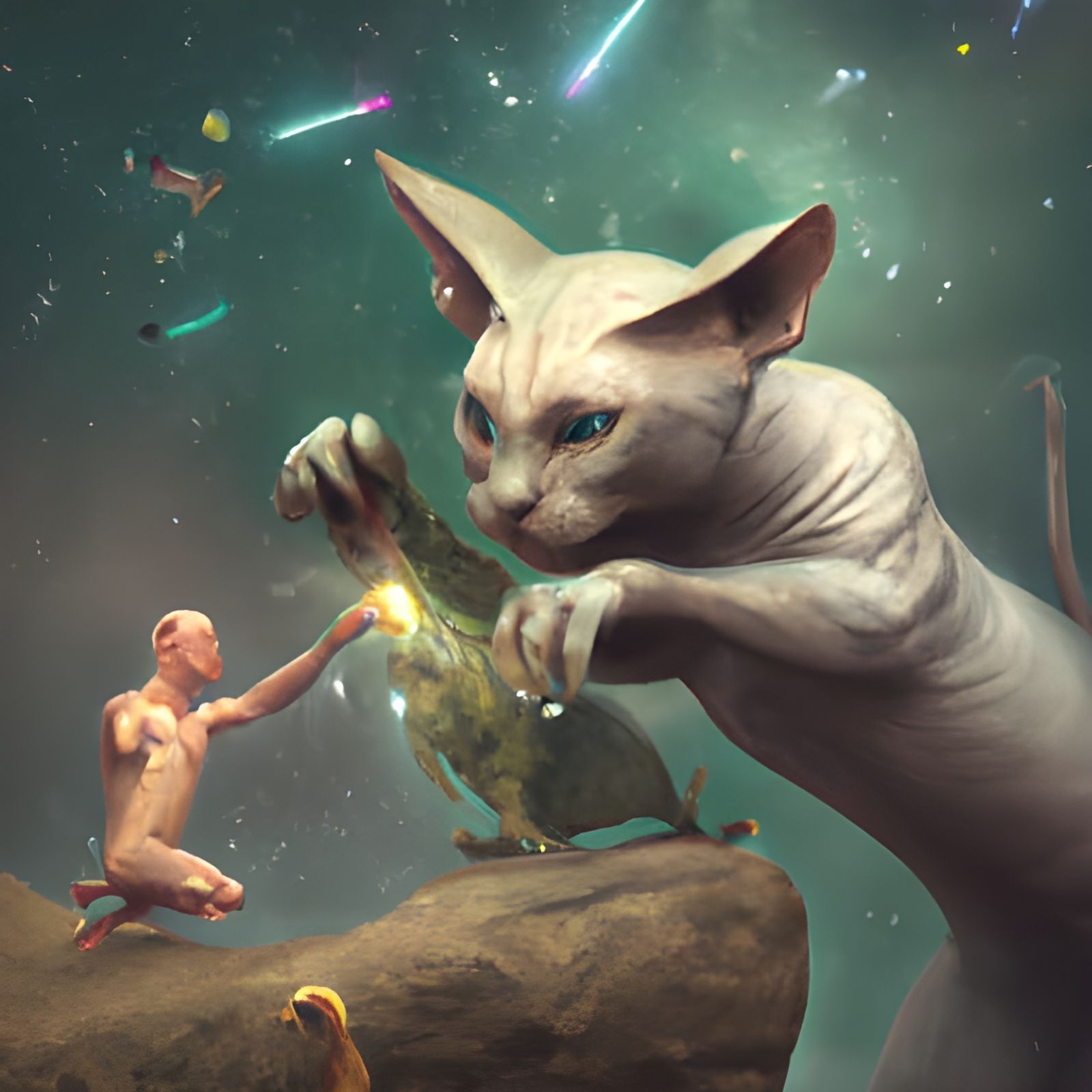 Epic Sphynx Cat Battles Ogre with Magic